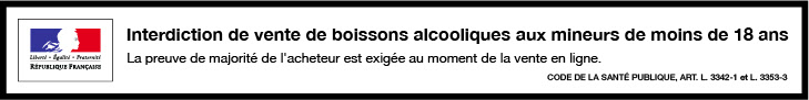 Interdiction de vente de boissons alcooliques aux mineurs de moins de 18 ans. La preuve de majorité de l"acheteur est exigée au mement de la vente en ligne. Code de la santé publique ART. L.3342-1 et L. 3353-3 